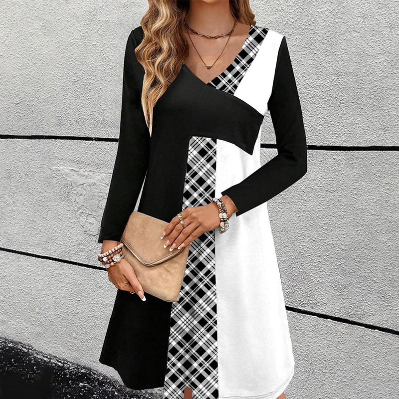 Vestido casual con bloques de color