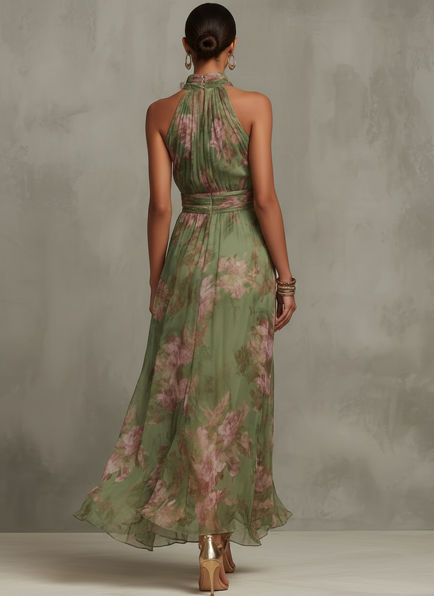 CATALINA | Vestido Floral de Movimiento Etéreo y Elegancia Sofisticada