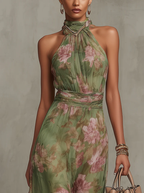 CATALINA | Vestido Floral de Movimiento Etéreo y Elegancia Sofisticada