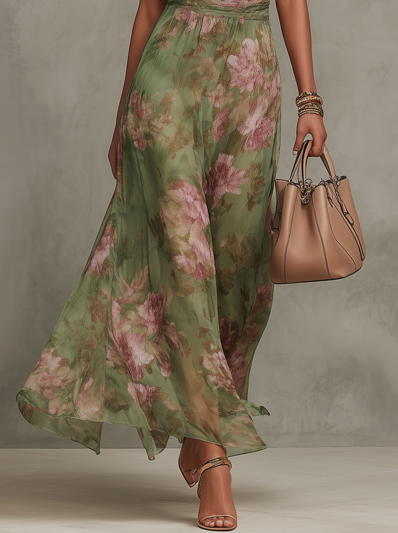 CATALINA | Vestido Floral de Movimiento Etéreo y Elegancia Sofisticada