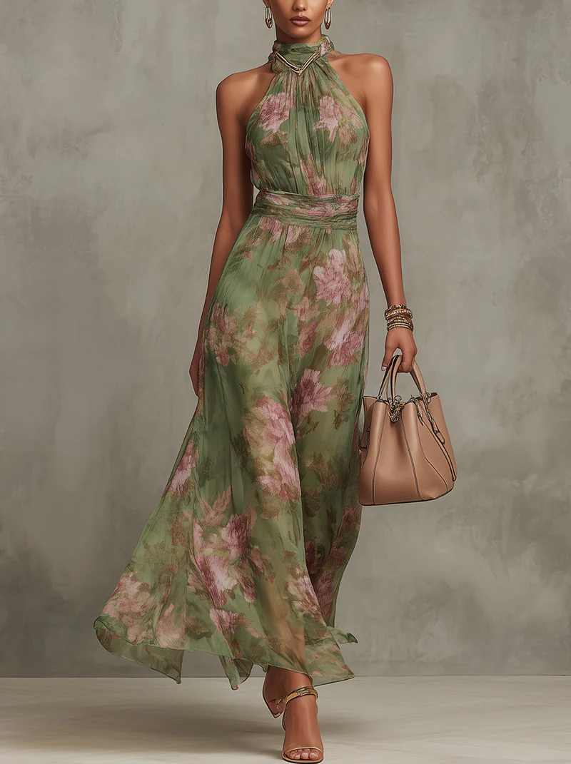 CATALINA | Vestido Floral de Movimiento Etéreo y Elegancia Sofisticada